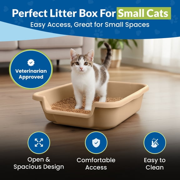 Kitty Go Here Senior Cat Litter Box Sand Color, Small Size