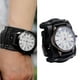 thumbnail image 4 of Reloj de pulsera punk vintage de cuero ajustable para hombre, elegante y agradable para la piel. Negro, 4 of 8