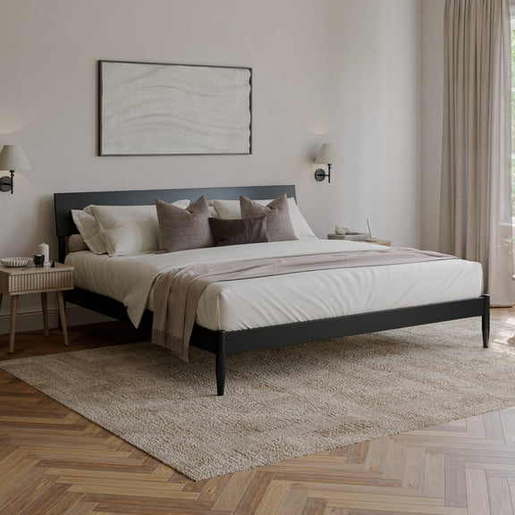 Bradford King Wood Platform Bed in Black