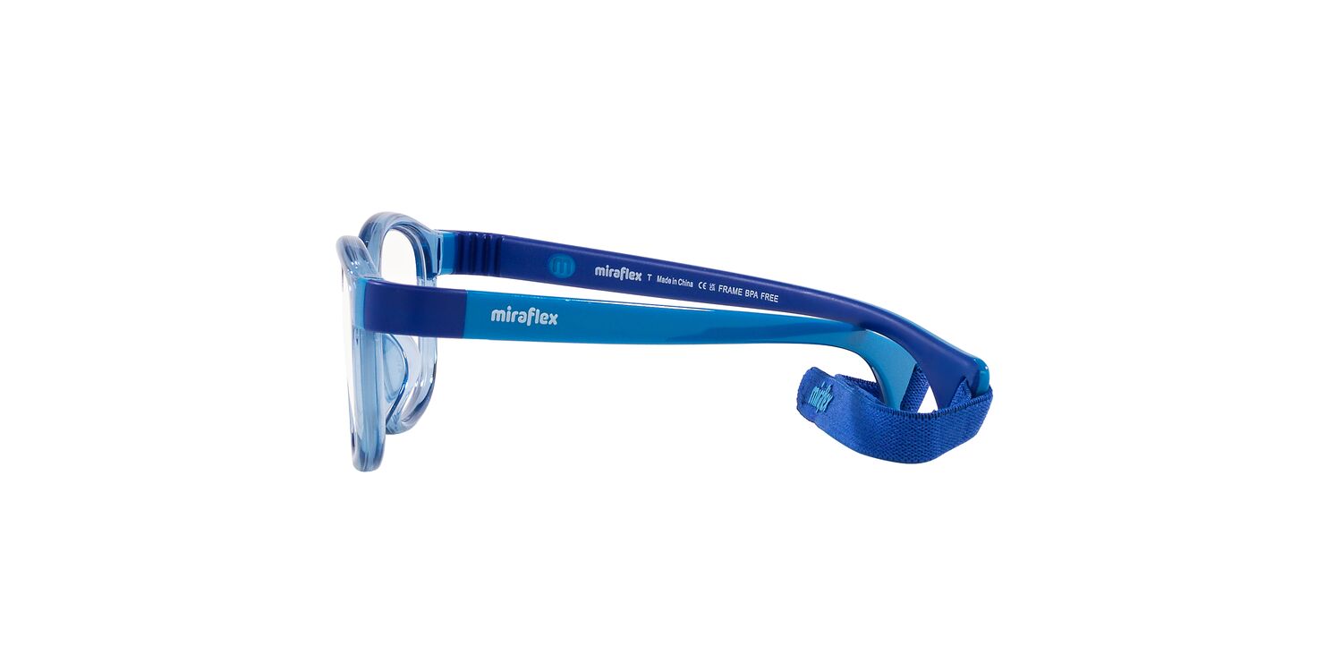 Miraflex Youth Size 46 0MF4007 Flexible & Safe Eyeglasses with Case, Translucent Light Blue