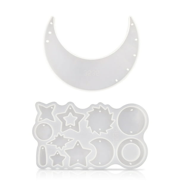 Bewildely DIY arte Luna estrella en forma de campana de viento molde hogar silicona gota moldes fabricante pared decoración molde colgante hacer Artesanía Moldes de 2 piezas Bewildely HA009871-01