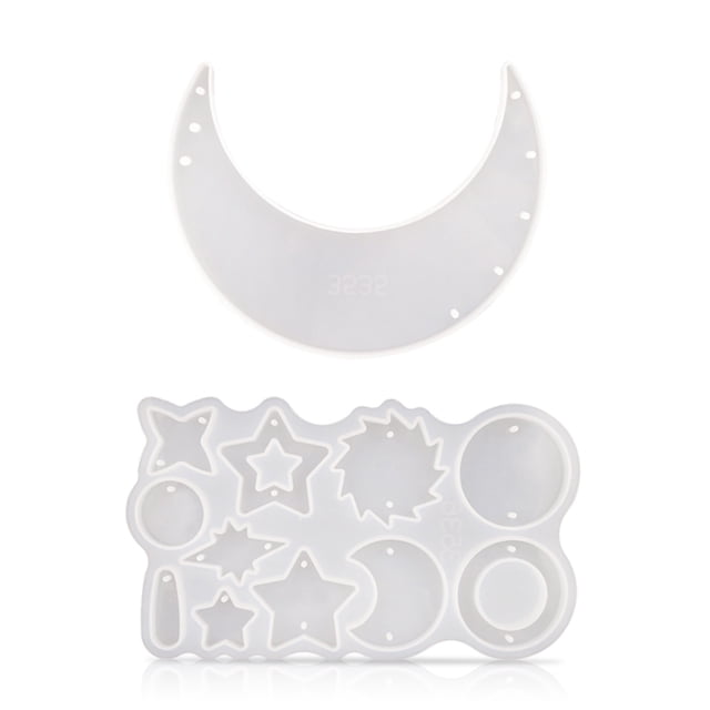 Bewildely DIY arte Luna estrella en forma de campana de viento molde hogar silicona gota moldes fabricante pared decoración molde colgante hacer Artesanía Moldes de 2 piezas Bewildely HA009871-01