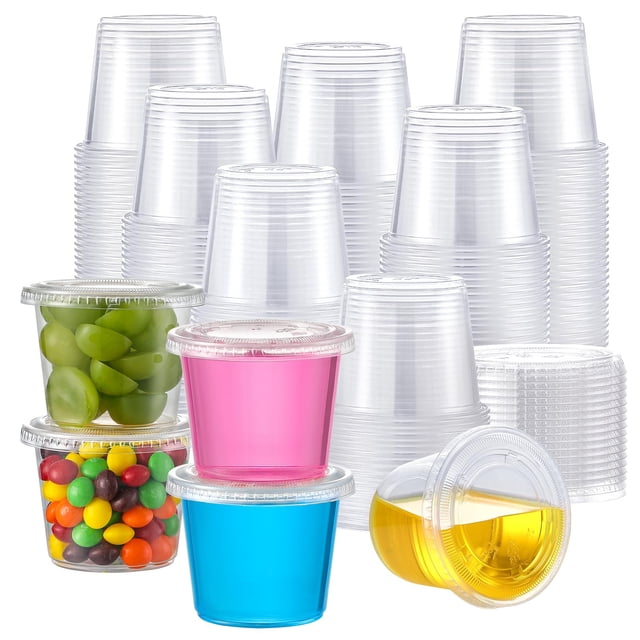 Vasos AOZITA para porciones, 100 juegos, 160 ml, con tapas de plástico transparente