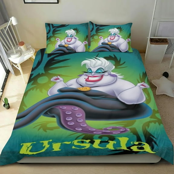Ursula Themed Bed Sheet Set Three Piece Set 53x79 In ches Comfortable And Skin Friendly Unique Design Creating A Star Gifts For Family Friends fans