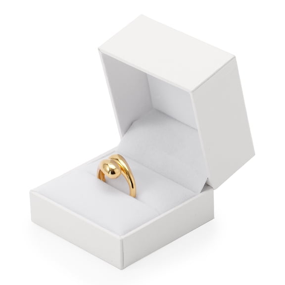 Oirlv 2.36" White PU Leather Ring Gift Box, White Ring Box for Engagement & Proposal