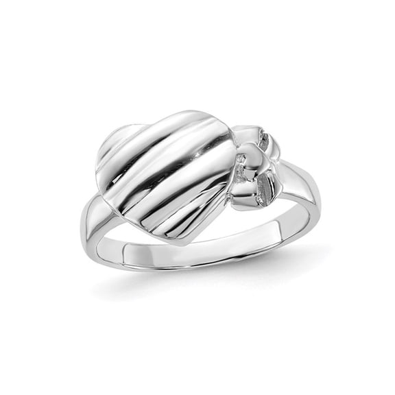 Gem & Harmony Sterling Silver Polished Grooved Heart Ring for Women