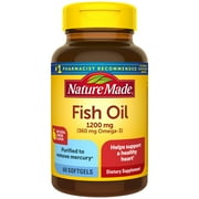 Nature Made Fish Oil 2400mg with Natural Lemon Flavor, 60 Softgels, Omega 3 Supplement For Heart Health