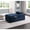 Dark Blue, variant on Gray Velvet Fabric - Pull - out Bed Feature - In Small Living Areas - Solves Space Problem