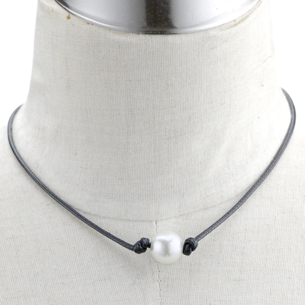 Pearl Pendant Choker 12mm Pearl 925 Silver Plated 40cm Chain Choker Necklace 