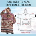 thumbnail image 4 of Oversized Wearable Blanket Hoodie,Pink Boho Tribal Diamonds and Triangles Pattern Sherpa Blanket Hoodie with Super Pockets,Super Warm Fuzzy Pullover for Women & Men, 4 of 6