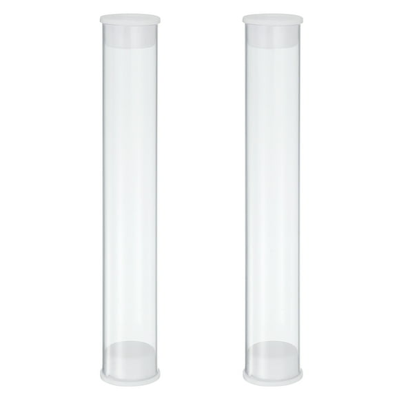 Uxcell Clear Rigid Tube Plastic Tubing with End Caps, 100mm Length, 15mmx16mm