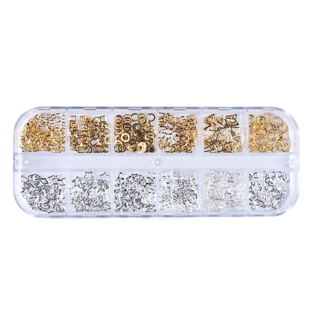 Soidarity Mujeres Nail Art Studs Niñas Manicura Artesanía Decoración Salón de moda Uña Belleza Decorativa 12 Rejillas Metal con caja Juegos de manicura tipo 9 Soidarity CE014324-09
