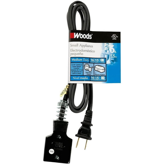 Woods 0290 HPN Appliance Cord, 6-Foot, Black