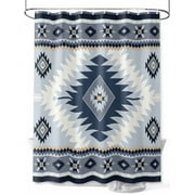Shower Curtain Blue Bohemian Bathroom Curtains with Hooks, Waterproof Fabric Aztec Boho Tribal Style Bath Shower Curtains Set for Bathroom Bathtubs Decor 36x72 Inch