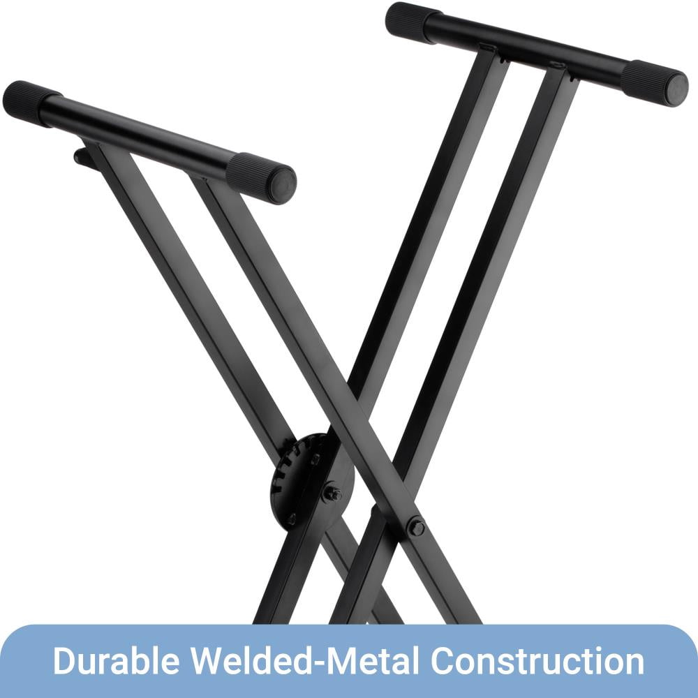 Lectronify Double-X Keyboard Stand with Clutch Lock, Adjustable Height, Heavy-Duty Metal Construction, 200 lb Capacity, Non-Slip Rubber Support, Foldable Design