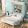 thumbnail image 2 of Newest Queen Size Murphy Bed with Shelf, White Cabinet Bed Includes Work Surface, Modern Fold-Down Bed Ideal for Home Office or Guest Room, 2 of 16