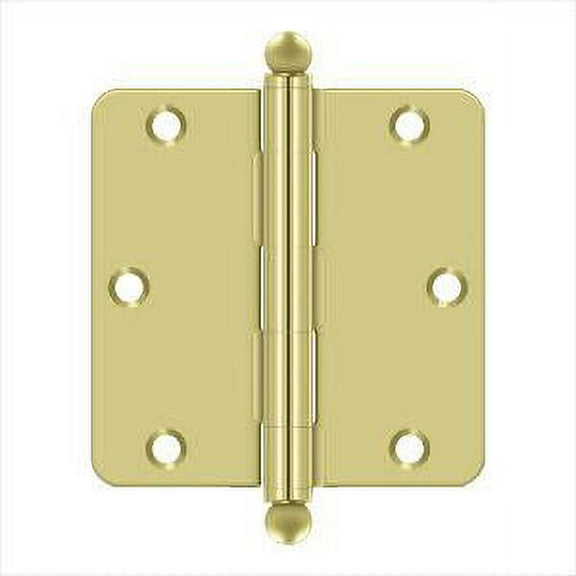 Deltana S35R43 3-1/2" x 3-1/2" x 1/4" Radius Hinge; Residential Thickness; Bright Brass Finish