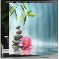 thumbnail image 4 of Ambesonne Lotus Flower Shower Curtain, Spa Theme Rocks, 69"Wx75"L, Blue Pink Green, 4 of 5