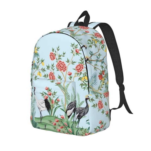 Easygdp Chinoiserie Floral Palm Tree Mochila de Lona Resistente para Laptop, Compatible con Laptops de 15 a 17 pulgadas, Ideal para Escuela, Trabajo y Viajes-Medium