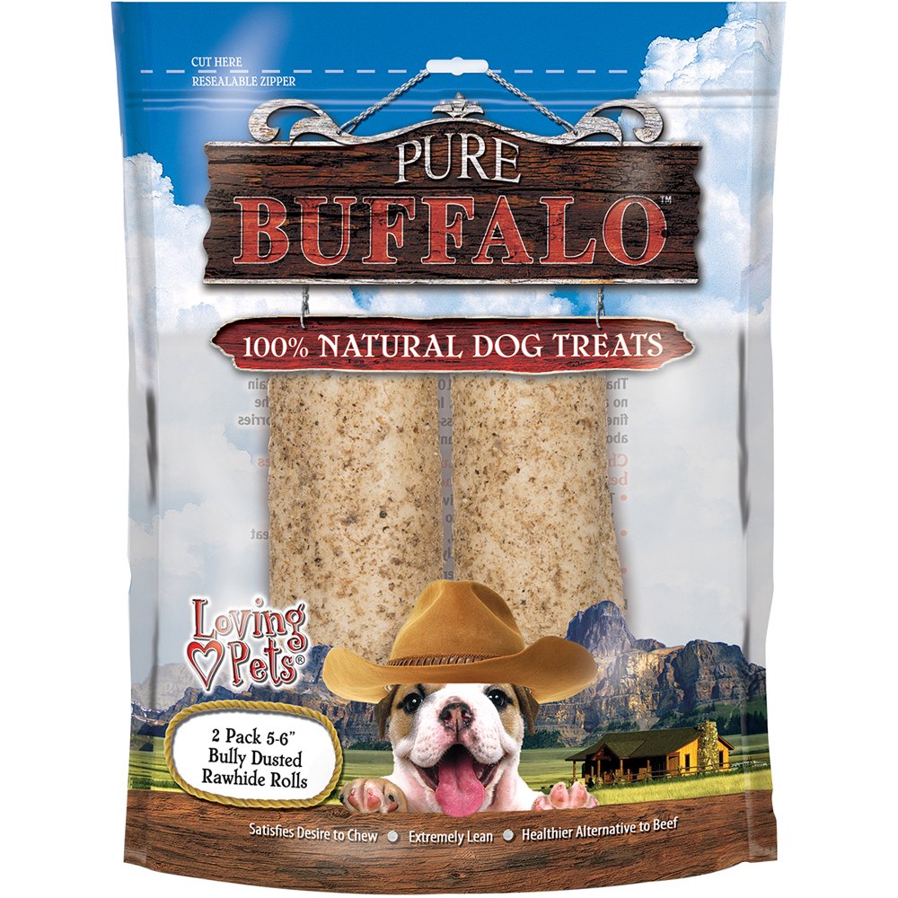 Pure Buffalo 5" 6" Bully Stick Dusted Rawhide Rolls, 2pk Walmart