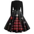 thumbnail image 4 of Christmas Dresses for Women Women's Fashion Round Neck Casual Slim Christmas Printed Long Sleeve Dresses for Christmas Party,Black,L, 4 of 4