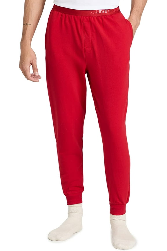 Mens Gloss Sleep Joggers Large Rustic Red
