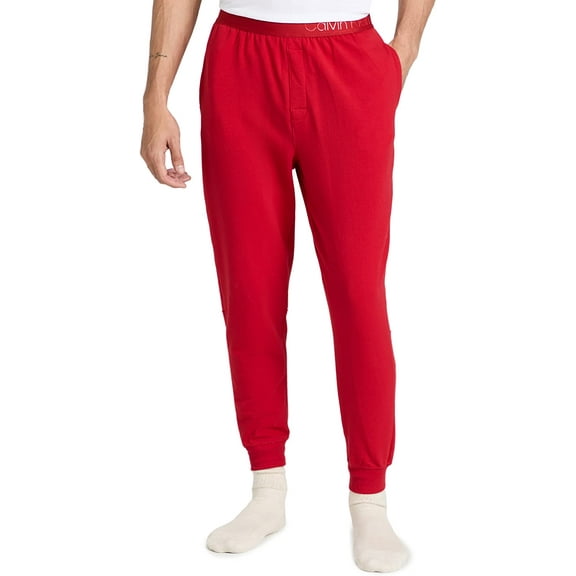 Calvin Klein Mens Gloss Sleep Joggers Large Rustic Red