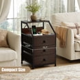 thumbnail image 2 of GUNAITO Led Nightstand Set of 2 with Charging Station Side Table with 3 Drawers End Table with Open Shelf Bedside Table with USB Ports and Outlets Nightstand for Bedroom,Brown, 2 of 11