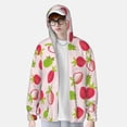 thumbnail image 3 of Pofeuu Hand Drawn Strawberry Print Sun Protection Outdoor Lightweight Full Zip UV Cooling Hoodie Long Sleeve Summer Clothing for Outdoor Hiking-3X-Large, 3 of 5