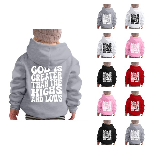 Girls Christian Hoodies Cute Long Sleeve Bible Verse Graphic Hooded Sweatshirt with Pockets Kids Pullover Tops