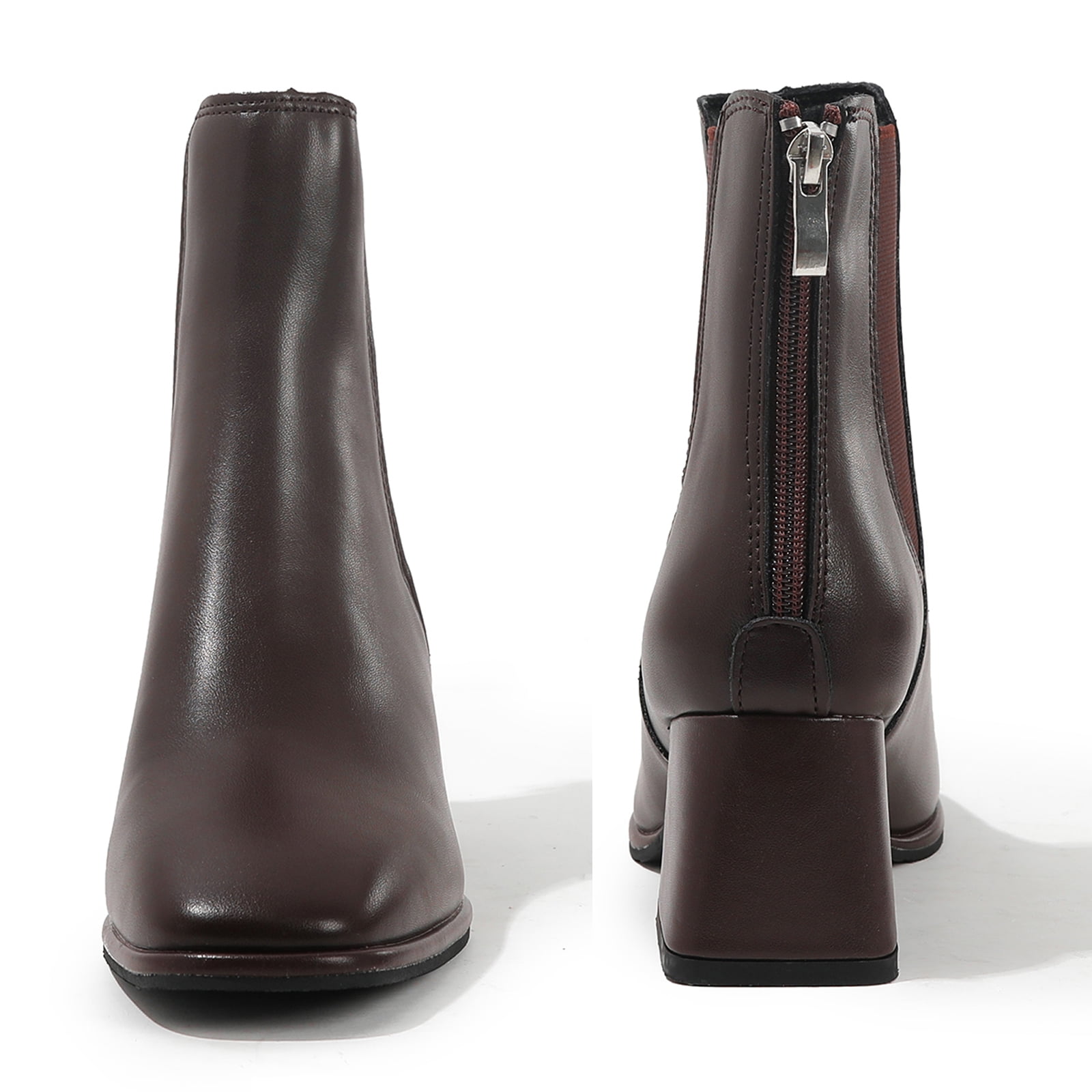 kkdom Chelsea Boots For Women Rain Boots Waterproof Lightweight Ankle Boots Winter Shoes Brown Size 10