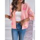 thumbnail image 4 of Cárdigan Corto de Mujer, Suéter de Larga, Estilo Bohemio, Bordado Floral de Ganchillo, Corte Oversize, Prenda Exterior de Punto Abierta Rosa XL, 4 of 9