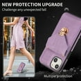 thumbnail image 7 of Allytech Card Holder Case for iPhone 15, Premium PU Leather Kickstand Case with Metal Anti-Theft Buckle & Shoulder Strap, Shockproof Drop Protection Comfortable Grip Case, Purple, 7 of 7