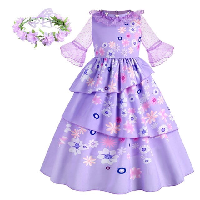 Disney Encanto niñas vestidos carnaval verano niños princesa Mirabel vestido fiesta de cumpleaños Madrigal disfraz niños graduación vestidos 9-10T 150CM Gao Jinjia LED