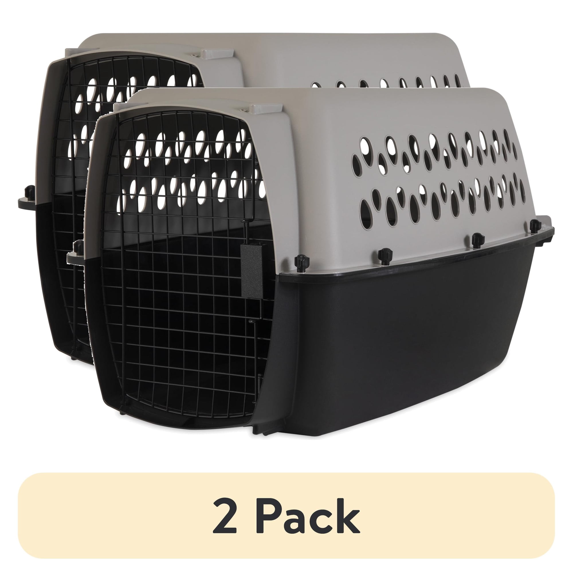 (2 pack) Vibrant Life Small/Medium Hard-Sided Pet Carrier, Black and Gray, 25 lb Limit