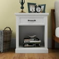 thumbnail image 2 of Modern Wooden Nightstand with 1-Drawer for Living Room, White, 2 of 11