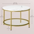 thumbnail image 5 of LEDREM 2-Tier Round Coffee Table with Faux Marble Top & Glass Shelf, Modern Small Center Table for Living Room, Marble White and Pale Gold, 5 of 7