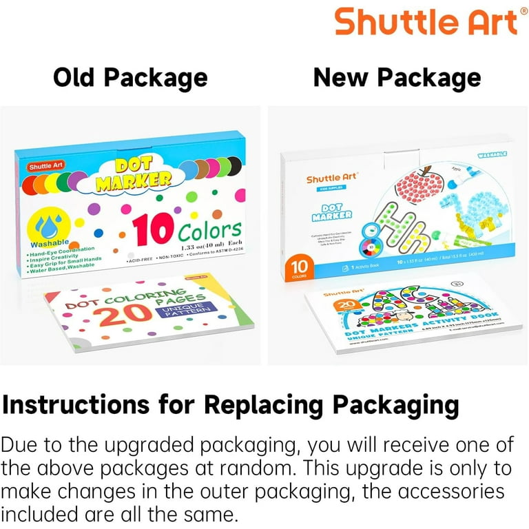 Shuttle Art Washable Dot Markers 10 Colors for Kids with Dot
