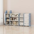 thumbnail image 7 of UNICOO® Kids Toy Storage Organizer with Removable Bins, 4-Tier Bookshelf and Cabinet - Pull-Out Drawers Shelf for Toddlers - Space-Saving Solution for Nursery, Playroom, Study Room (Blue), 7 of 7