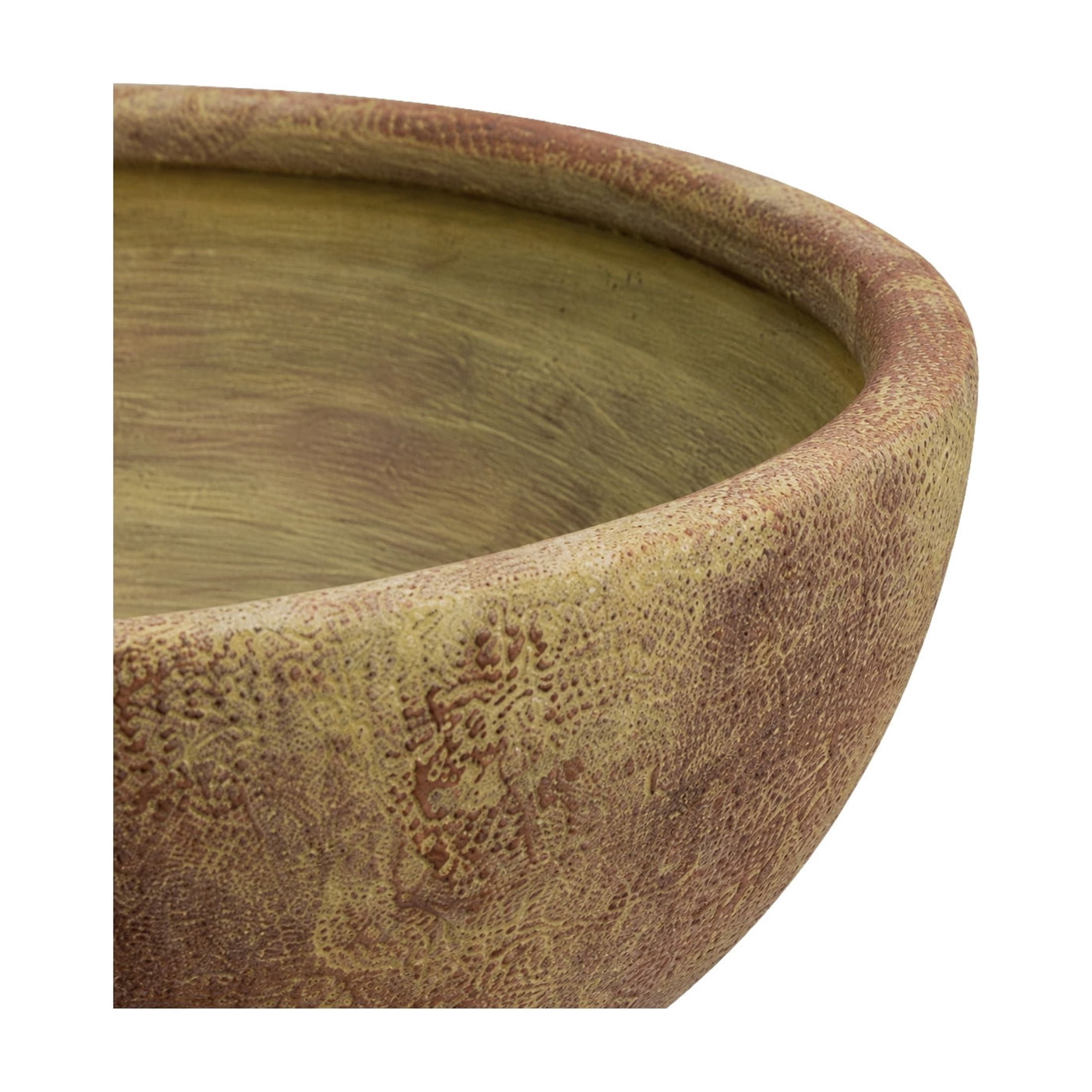 DecMode 11" Round Brown Ceramic Decorative Bowl with Yellow Shadings and Three Round Legs