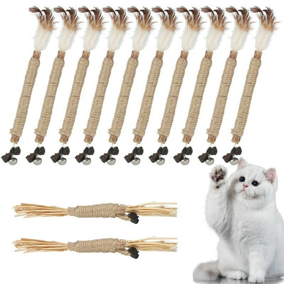 Qweryboo Natural Silvervine Sticks & Chew Cat Toy Set, Brown, 12-Pieces