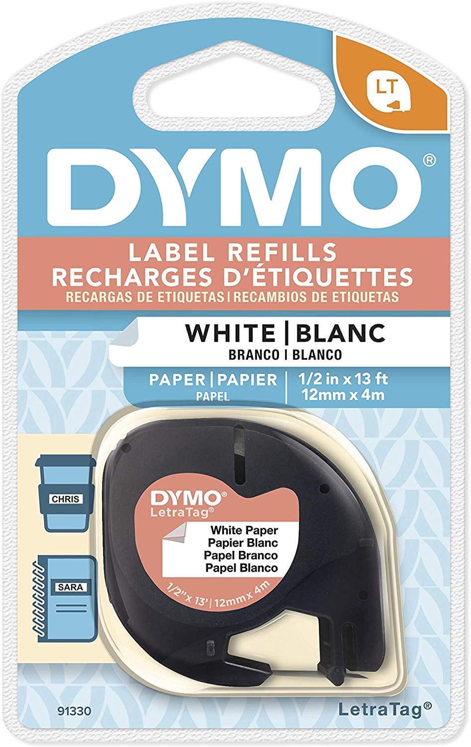 4PK Iron on White Fabric Label Tape for DYMO Letra Tag LT 18771 1/2" x 6.5ft 