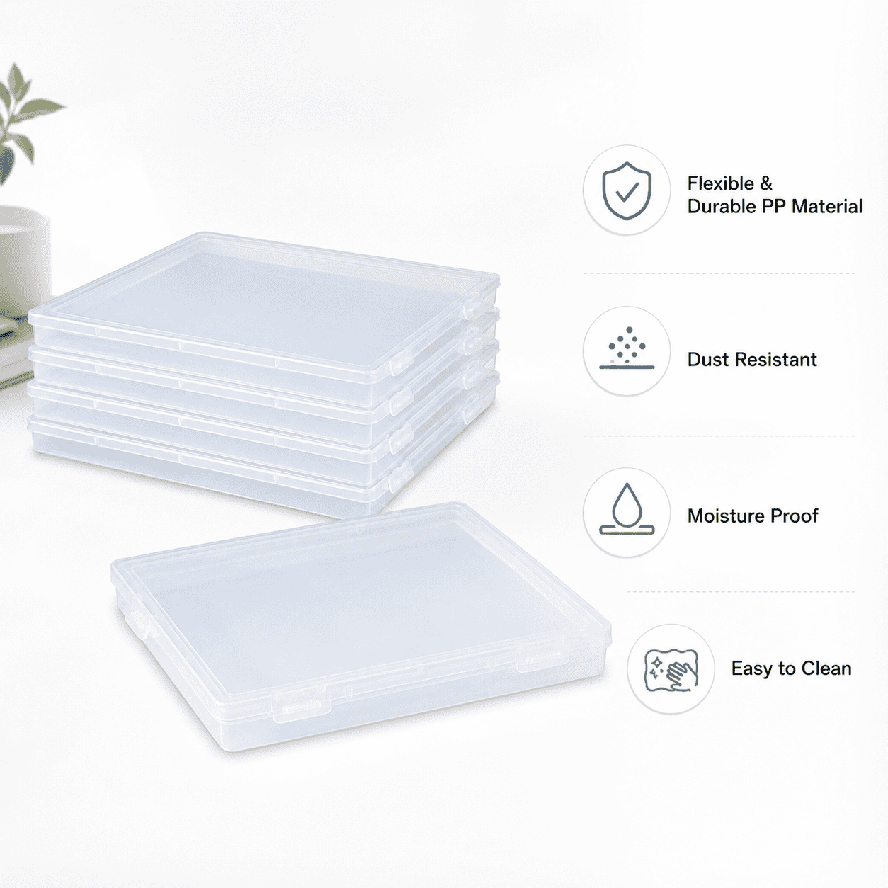 Kabuer A4 Plastic File Box Paper Organizer Craft Boxs 4pack - Home Document Holder Craft Organization and Storage Office Supplies and Organizers