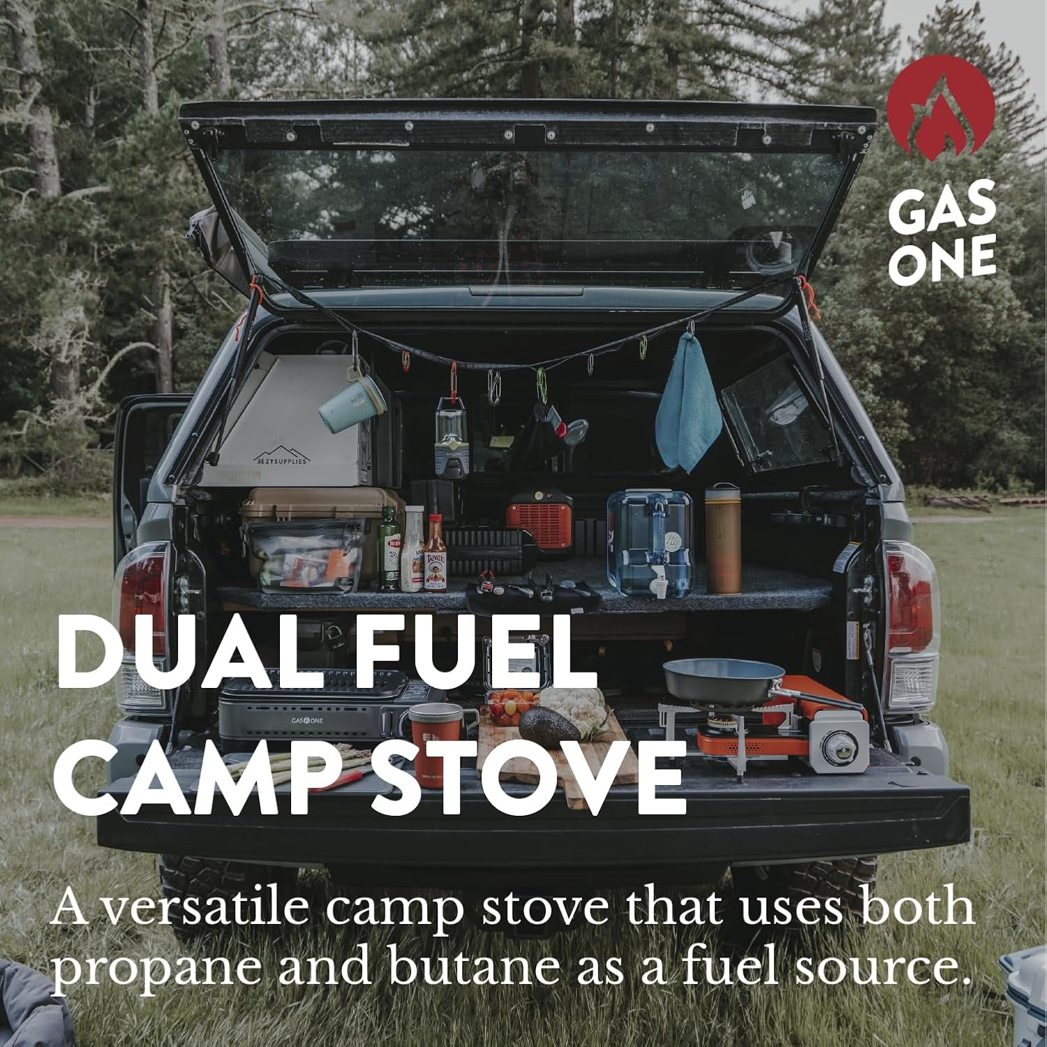 GasOne GS-3900PB Dual Fuel Portable Stove 15,000BTU with Brass Burner Head, Dual Spiral Flame Gas