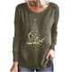 thumbnail image 1 of Camiseta de manga larga suelta con cuello redondo y estampado navideño informal a la moda para mujer Fridja  FKASFK2128, 1 of 7