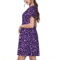 thumbnail image 2 of Disketp Purple Leopard para Vestido de Manga Corta para Mujeres, Vestidos de Verano para Mujeres, Casual y Holgado para la Playa, 2 of 6