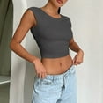 thumbnail image 5 of Tittly Vest for Women Tank Tops Women's Solid Color Fashion Slim Solid Color Straps Backless T Shirt Top Going Out Tops Crop Tops GY2 M, 5 of 6