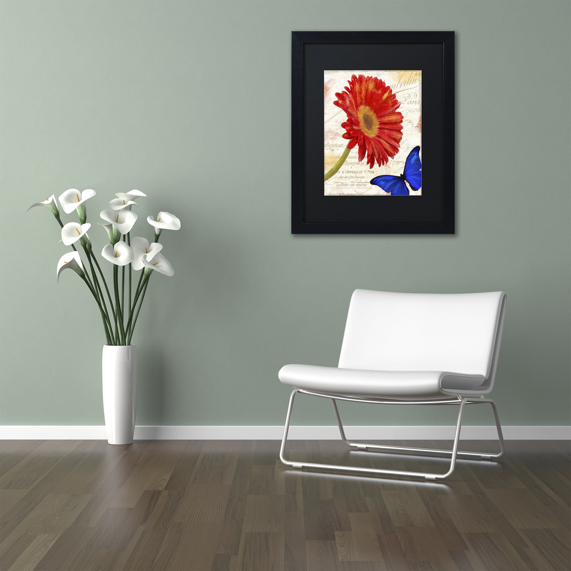 Trademark Fine Art "Gerbera Daisy" Canvas Art by Color Bakery Black Matte, Black Frame
