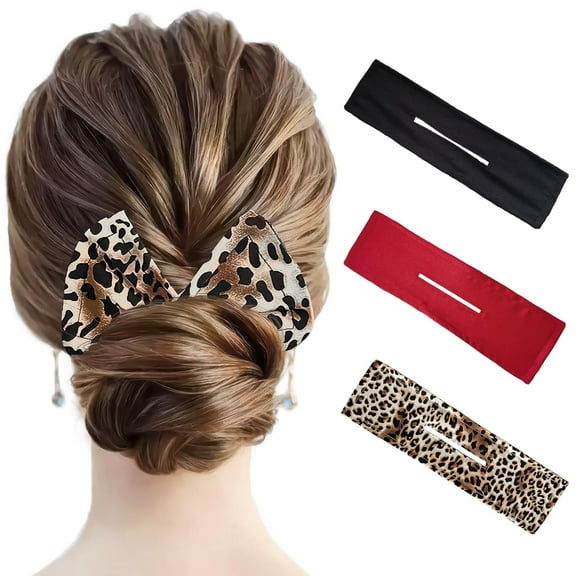 3 Pieces Hair Bun Maker Deft Bun for Hair Twister, Flexible Donut Hair Bun, Lazy Hair Curler Bun Clips, Fashion French Hairstyle, Hair Accessories for Women & Girls Kids (Black, Navy, Khaki)