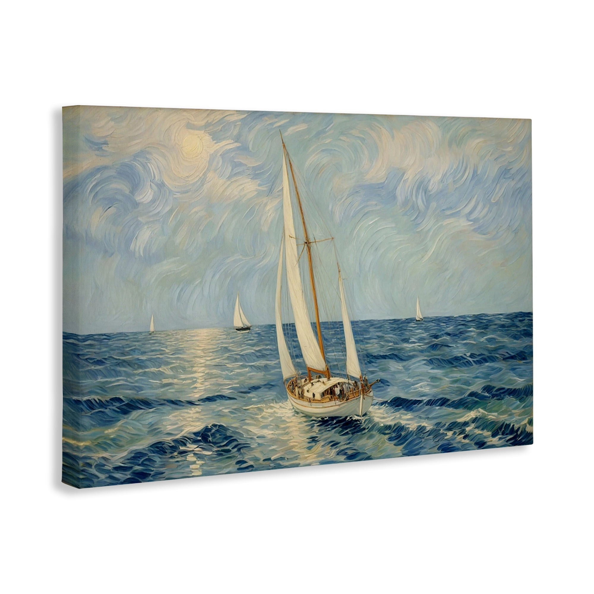Stupell Industries Sailing Yacht on Blue Sea Canvas Wall Art, design by Angie Hawke
